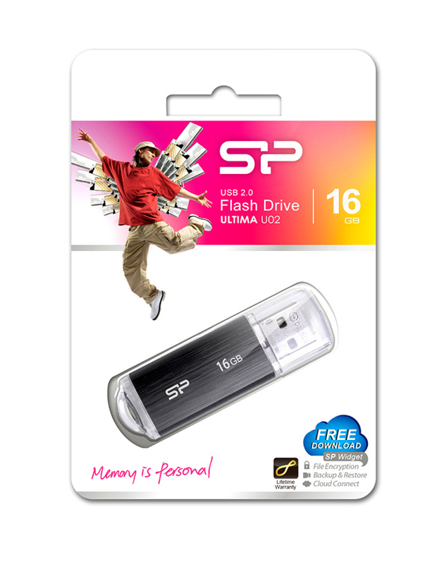 SILICON POWER USB Flash Drive Ultima U02, 16GB, USB 2.0, μαύρο - Image 2