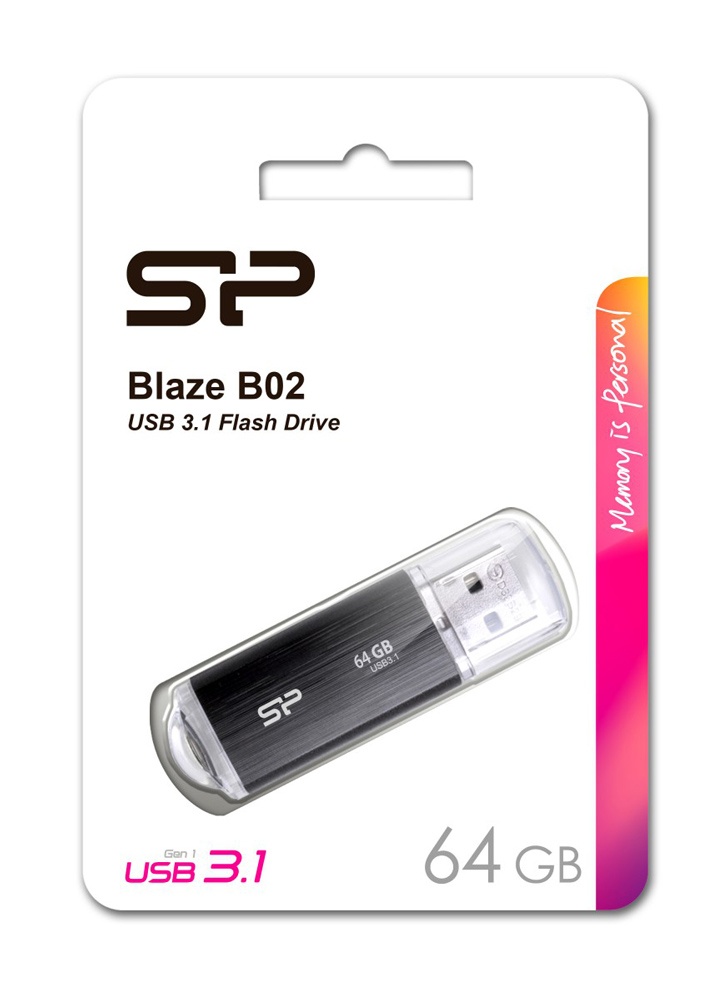 SILICON POWER USB Flash B02, 64GB, USB 3.2 Gen1, μαύρο - Image 2